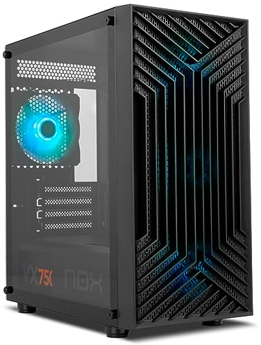 NOX XTREME PRODUCTS INFINITY EPSILON - Semitorre M-ATX/ITX ARGB Rainbow, frontal mesh, panel lateral cristal templado, 4 ventiladores, compatible con gráficas hasta 310mm, USB 3.0, color negro