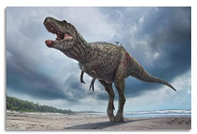 BITTU Dinosaurier-Poster, Tyrannosaurus Rex, dekoratives Gemälde, Leinwand, Wand- und Kunstbild, Familienzimmer, 30 x 45 cm