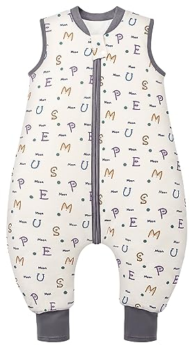 MIKAFEN Baby Schlafsack Winter mit Füßen 2.5 Tog 100% Baumwolle Kinder winterschlafsack für Jungen und Mädchen 80/Höhe85-95cm,Alphabet
