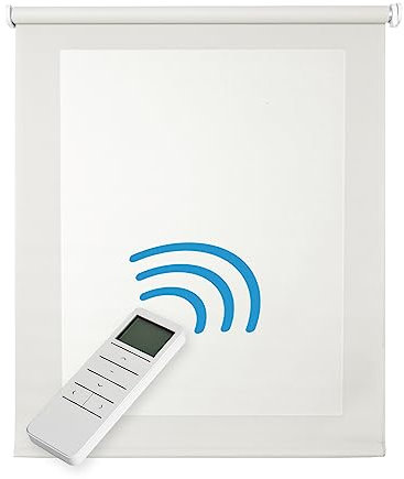 Tende a rullo per interni motorizzate Screen, tenda motorizzata elettrica in tessuto Isolamento termico filtrante con betteria e telecomando per finestre Storesdeco Bianco motorizzate 120x250 cm