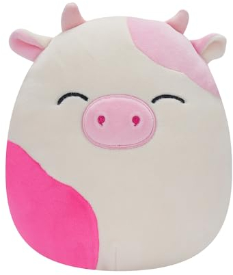 Squishmallows SQCR05470 Caedyn La Vaca Rosa manchada con Ojos Cerrados, Multicolor