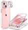 Miracase Glass Case for iPhone 15 Case 6.1-Inch, Full Body Bumper Clear Back Cover and Built-in 9H Tempered Glass Screen Protector + Camera Lens Protector (Clear)