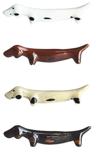 Zerodeko 4 Stück Spoon Rest löffelablage Essstäbchenablage aus Porzellan Süße Stäbchenständer Besteck Essstäbchenhalter Essstäbchen-Aufbewahrungsregal tragbar Dackel
