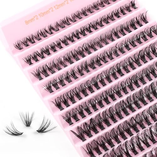 Parriparri Extension Cils Individuel 40D DIY Faux Cils Naturel Cluster Lashes D Curl Faux Cils Volume Russe Bouquet Cils DIY Extensions de Cils Professionnel