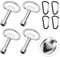 Zeaying Set of 4 Triangle Key Keys + 4 x D Carabiner Hooks Universal Triangle Key 3-Point Key for Radiator Wheelie Bin Lift Bollard Barrier Post