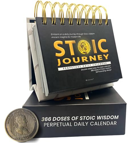 MESMOS 366 Daily Stoic Calendar, Inspirational Gifts for Men, Daily Affirmations Office Desk Decor for Men, Motivational Self Care Desk Accessories and Office Gifts