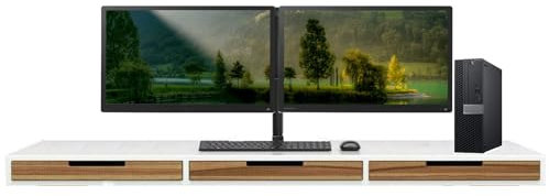 Dual Monitor Trading Setup - Optiplex 7060 SFF PC - Intel Core i7 8th Gen - 32GB DDR4 RAM 512GB SSD With 2 x 23 Matching HD 1080p Monitors, Dual Arm Stand, Wired Keyboard & Mouse Set (Renewed)