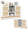 KOMFOTTEU Buffet Sideboard mit gewebten Türen aus Bambus, Küchenschrank mit 3 offenen Ablagen, Buffetschrank Anrichte Holz 120x35x78 cm, TV-Schrank Beistellschrank Mehrzweckschrank Weiß