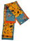 GIMIRO Satin Seidenschal Doppelschichten 150 x 16cm Krawatte Blumen Taillengürtel für Blazer, Mantel, Kleid (64# Yellow - Blue Floral)