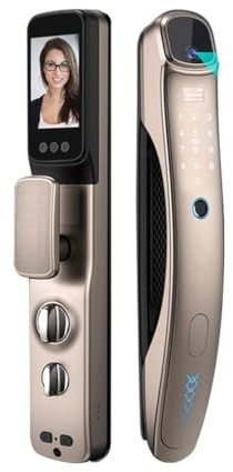 KCUZO Electronic Door Lock Face Recognition Lock Digital Touch Screen Face Password Smart Door Lock(Svart)
