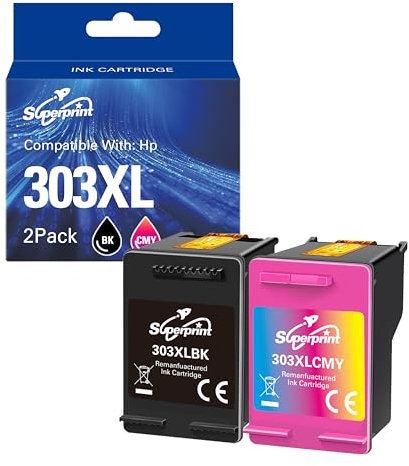 Superprint 303 XL Druckerpatrone Multipack Ersatz für HP 303 303XL Druckerpatronen für HP Envy 6200, 7100, 7134, 7220e, 7221e, 7224e, 7800, 7900e HP Tango 100/X (Schwarz, Farbe)