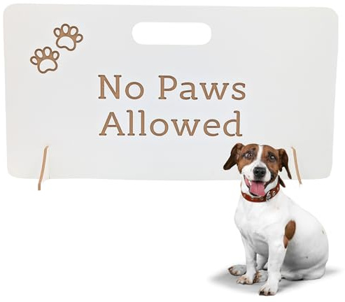 No Paws Stair Gate for Dogs | No Drilling Indoor Pet Barrier | Portable Wooden Puppy Gate for Stairs and Doorways | Dog Stopper (White Melamine, 50cm Height x 75cm Length)