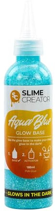 Slime Creator - Glow Base Aqua Blue Glue - 180ml Bottle for Brilliant, Glow-in-the-Dark Slime Making