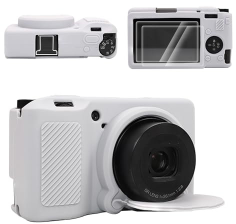 VOVMOEYA for Ricoh GRIII/GRIIIx/GR3/GR3X Silicone Case,【Case*1 Screen Protector*2 Hot Shoe Cover*1】 GR IIIx Protective Cover Camera Case for Ricoh GR III Detachable Lens Cover Lightweight-GY