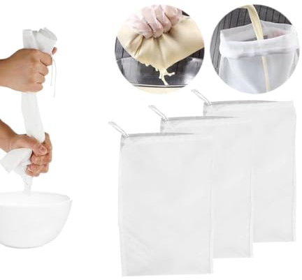 3 Pack 200 Mesh Reusable Cotton Muslin Cloths for Cheese Nut Milk Straining