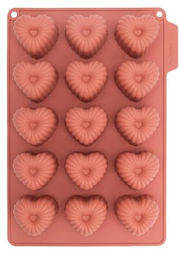 CÉCOA - Backform für Cannelés – Herzform – Silikonform zum Thema Valentinstag – 100 % Platin-Silikon – Form aus 100 % lebensmittelechtem Silikon – BPA-frei