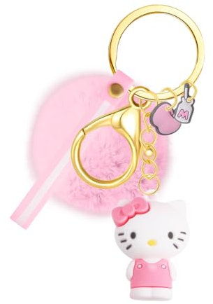 Hanaoops Porte-Clés Mignon de Dessin Animé pour Femmes Kawaii Porte Clé Personnalisé Toucher Doux Pompons Pendentif Porte-Clés, Sac à dos, Breloques de Voiture Cadeau pour Enfants Filles