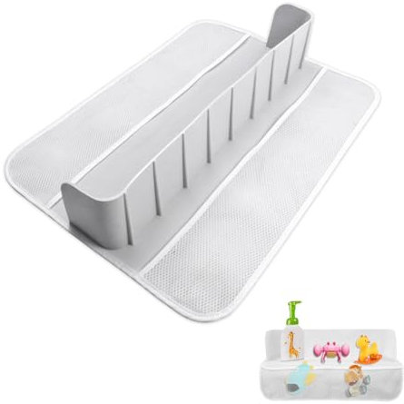 Paraspruzzi Per Vasca Da Bagno, Vasca Da Bagno Paraspruzzi Per Bambini Scaffale Da Gioco Vassoio Da Bagno Organizer Per Giocattoli Da Bagno In Silicone Pieghevole Rete Per Riporre Con 4 Tasche A Rete