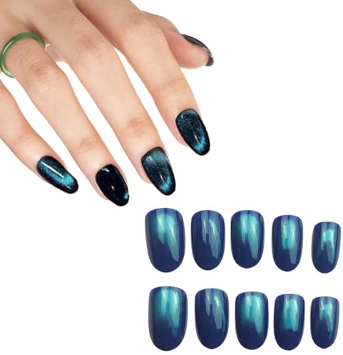 SIVZUMO 24 Blaues Katzenauge UV Gel Nagelfolie， Nagelfolien Nagelfolie Selbstklebend Gel Nail Stickers, Gellack Wraps für Nagel cat eye uv gel
