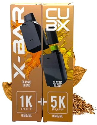 CUBX- double pod remplissable (batterie non incluse) sans nicotine ni tabac, Vente interdite aux personnes âgées de moins de18 ans (saveur : Classic Blond)