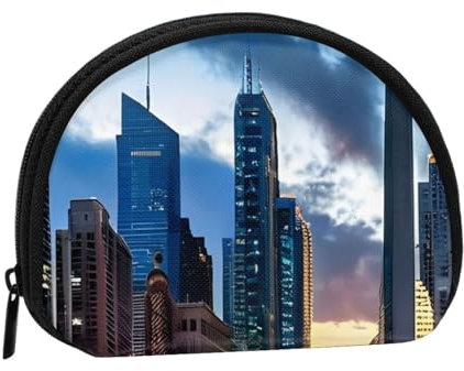 Chicago Illinois USA Minis Sac de rangement Coquille Portefeuille Petit porte-monnaie avec fermeture éclair Sac à main pour monnaie clés Vous pouvez également stocker tous les petits objets que vous