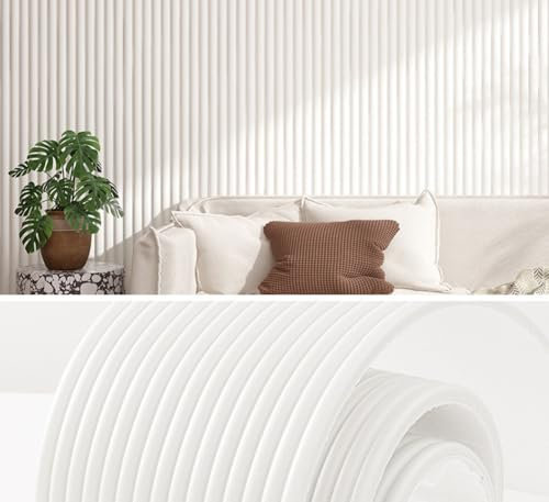 MUMUXIAO Panneaux muraux rembourrés 200 x 20 cm - Autocollant 3D - Anti-collision - Protection de tête de lit tapissée - Coussin décoratif mural pour chambre à coucher (blanc)