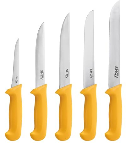 Shov Küchenmesser Set – Premiumqualität | Profi Küchenmesser | Kochmesser Set | Fleischmesser | Ausbeinmesser | Scharf & Robust | Für Profis & Hobbyköche (5, Messer)