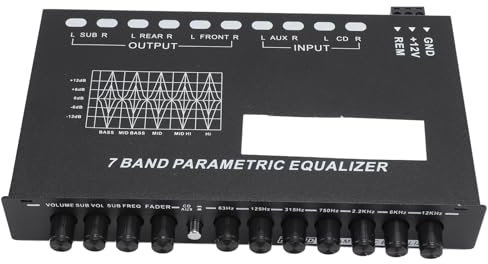 Car Amplifier Graphic Equalizer, CD AUX Input Select Switch Subwoofer 7 Band Equalizer Clear Signal for Motorcycle