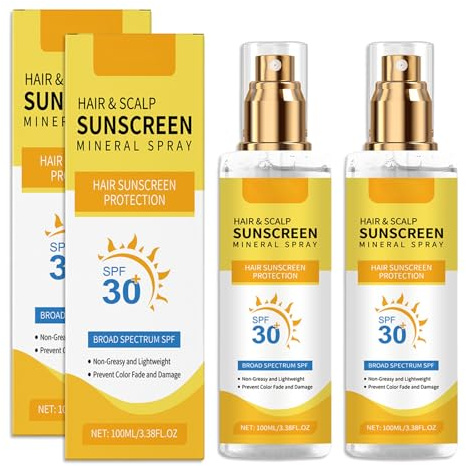2 Stück Sonnenschutz Kopfhaut Spray, Kopfhautschutzspray, Sonnenschutz Haare Spray, SPF 30 Sunscreen Prevent Hair Color Fade/Dryness Hoher Schutz UVA und UVB zum Wandern/Strand/Laufen