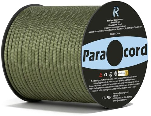 Romon Paracord 4mm, 30M Paracord Schnüre Seil 9 Kern-Strängen Bänder, Schnur Reissfest Seil Sonnensegel, Nylon Cord Survival Reepschnur für Outdoor Survival Camping, Armeegrün