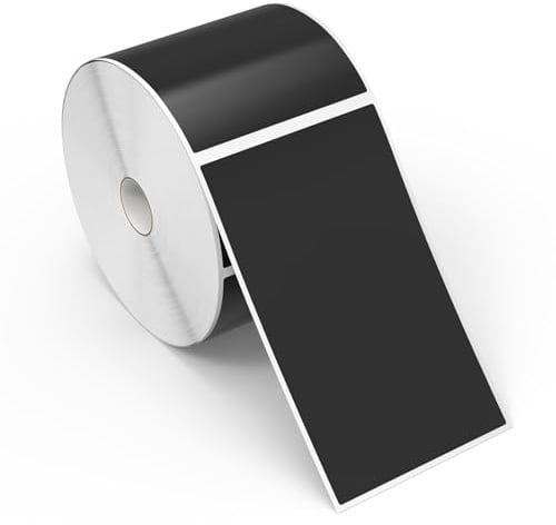 Meitaat 500 Schwarze Aufkleber Selbstklebende Etiketten 12,7 × 7,6 cm | Rechteckige, Ablösbar, Vinyl Klebeetiketten, Wasserfeste Sticker Rolle Für Umzüge, Aufbewahrung und Lagerung