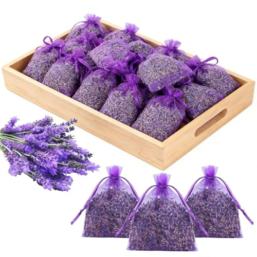 20 Stück Lavendel Duftsäckchen für Kleiderschrank, Echter Getrockneter Lavendel, Lang Anhaltender Duft, Mottenschutz Gegen Kleidermotten, Lavendelsäckchen für Schrank, Raum, Auto, Koffer