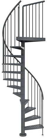 DOLLE Gardenspin Aussen - Spindeltreppe in Anthrazit (Anthrazit, Geschoßhöhe 246-282 cm/Durchmesser 155 cm)