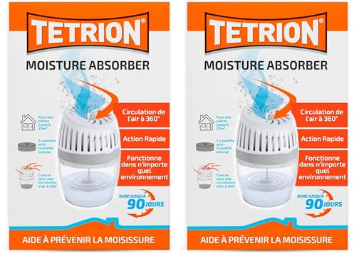 Tetrion Absorbeur d'Humidité 20m² avec Conception à 360° Protection Antihumidité 90 Jours pour Maison (Lot de 2)