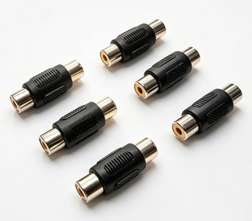 RHINORO 6-Pack, RCA Mono Female to Female Coupler, Nickel-Plated Cable Lead Adapter Connector