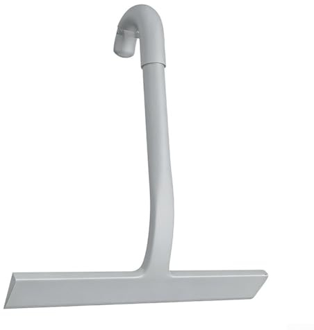 Raclette de douche pour porte en verre avec poignée ronde, corps en silicone et crochet intégré pour nettoyage de miroir de fenêtre de salle de bain, noir (gris)