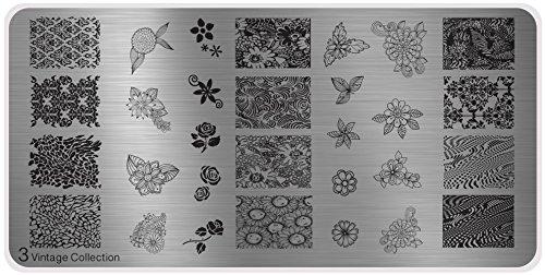 3 placas vintage MoYou's XL, colección con diseños florales