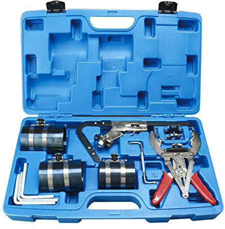FreeTec 12pc Piston Ring Compressor Kit, 3 4 Ratchet Piston Ring Compressor Tool, Piston Ring Expander Plier Clamp Piston Ring Groove Cleaner Set for Car Motorcycle Engine Repair, 53-175mm
