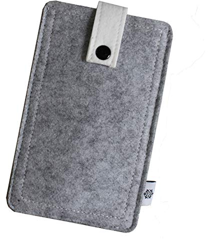 Davii Handy Filztasche für Apple iPhone XR / 11 mit Hülle, Schutztasche Robust, Handytasche mit Band Knopf, Rundumschutz, Etui weich Dealbude24 - XL Hell Grau