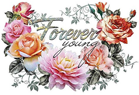 Ideen mit Herz Color Bügeltransfers, DIN A4, filigran ohne Hintergund | Textilien wie T-Shirts & Taschen mit Bügelmotiven verzieren | Bilder einfach aufbügeln | DIY Textildesign (Forever young)