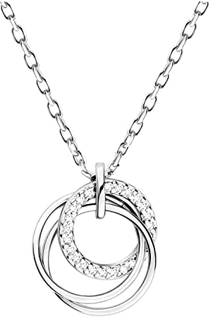 SOFIA MILANI - Damen Halskette 925 Silber - mit Zirkonia Steinen - Kreiser Ring Anhänger - 50221