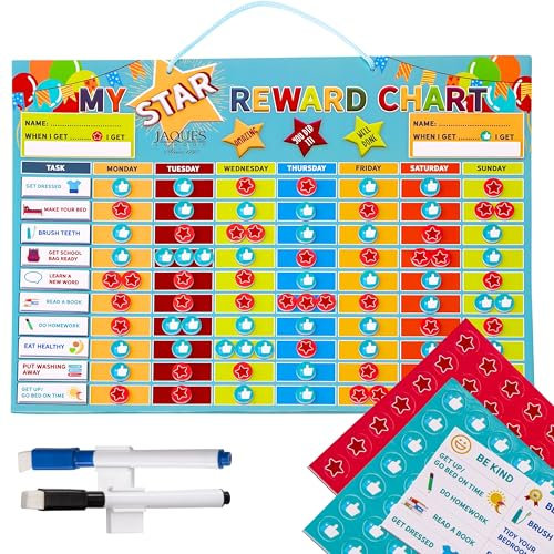 Jaques of London Large Magnetic Reward Charts for Children Behaviour | Star Chart with Space for 2 Children Aged 3+ | Ideal for Siblings | Educational Toys Since 1795