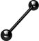 PIERCINGLINE Chirurgenstahl Barbell 2 KUGELN Piercing Stab Brust Intim Ohr Zunge Schwarz 6 x 1,6 x 40 mm