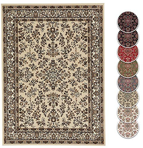 Hanse Home Design Kurzflor Wohnzimmerteppich Orient - Zabul Perser Look, Orientalischer Teppich für Esszimmer, Wohnzimmer, Schlafzimmer - Creme, 80x150 cm
