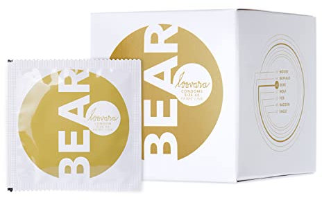LOOVARA Kondome BEAR hauchzart 12 Stück - Größe XL 60 mm - Präservative für mehr Fun & Feeling beim Sex - Vegan, Fair Rubber, Transparent-Naturfarben mit Reservoir & Gleitmittel im 12er Pack
