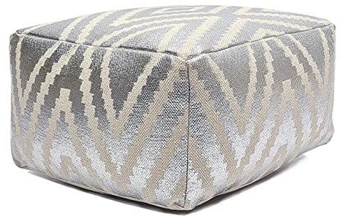kreatives Wohnen Fußhocker Sitzhocker 55x37x55 cm Pouf Kelim Bodenkissen Peru schwarz Taupe gelb türkis metallic Silber Sitzwürfel