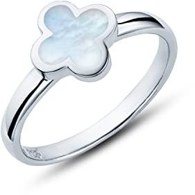 iz-el Ring Kleeblatt Perlmutt (Silber, 58)