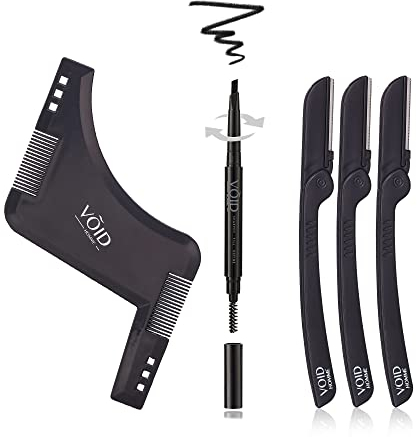 VOID Homme - Bartfutter-Set – Bartfüller-Stift, Bartkamm und Bartausrichtungsrasierer – Bartfüller-Set für wasserfestes, natürliches Aussehen (Dunkelbraun)