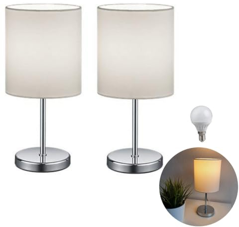 2 Stück Nachttischlampe weiß modern Nachttischlampe 2er Set LED Nachttischlampe Tischlampe Tischleuchte Schlafzimmer Fensterbank Wohnzimmer Beistelltisch incl. 3W LED (2x weiß gerade)