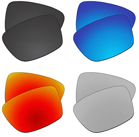 EZReplace Lenses Replacement for Oakley Conductor 6 OO4106 Sunglasses (Polarized Lenses) - Fits Oakley Conductor 6 Frame (Carbon Black+Ice Blue+Fire Red+Metal Silver)